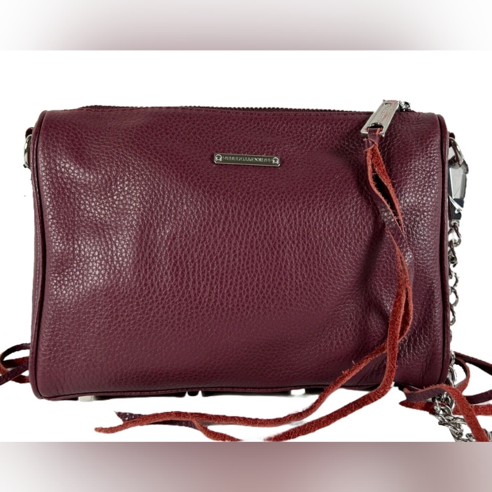Rebecca Minkoff Mini 5 Zip Leather Crossbody Bag Bordeaux Wine Cranberry NEW - Picture 2 of 10